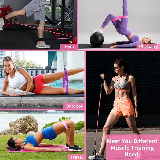 VEICK Resistance Bands Set, 10-150 LBS Stackable Exercise Bands with Handles, Ankle Straps & Door Anchor, Workout Bands for Home Gym, Yoga, Pilates, Physical Therapy for Men Women