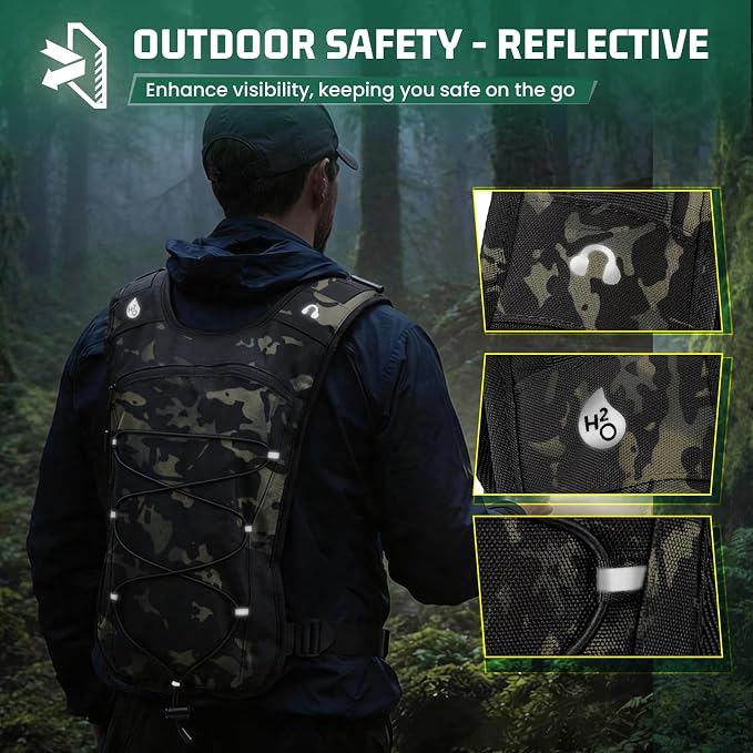RAINSMORE Hydration Vest with Water Bladder Adjustable Strap Chest Pack