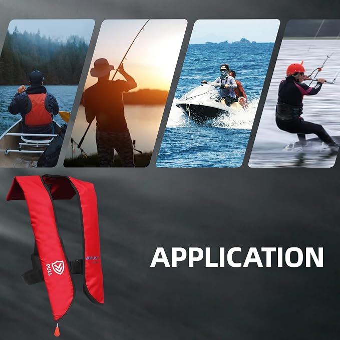 Automatic Inflatable Life Jacket | Inflatable PFD Jackets for Adults|Kayak Life Vest | for Outdoor Water Sports | Fishing Sailing | Jet Skiing | Supports up to 330 lbs