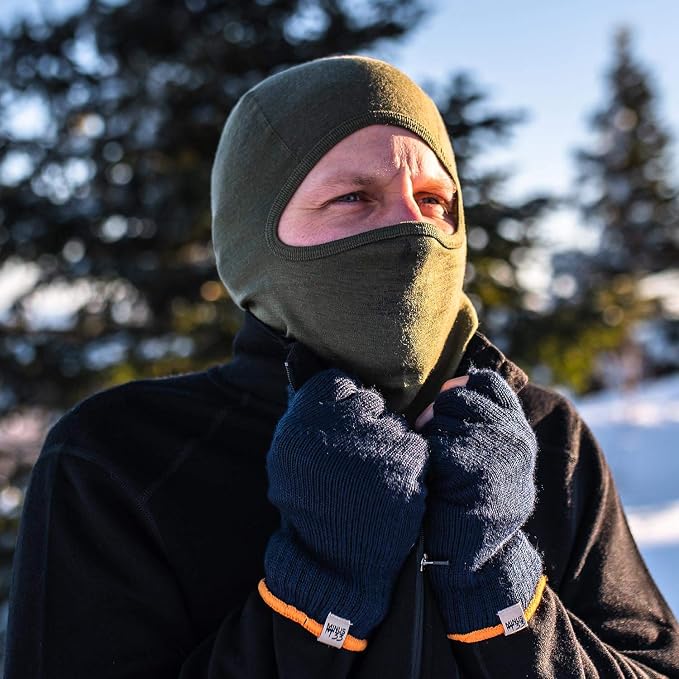 100% Merino Wool Balaclava - Winter Ski Mask - Face Mask - Cold Weather Gear