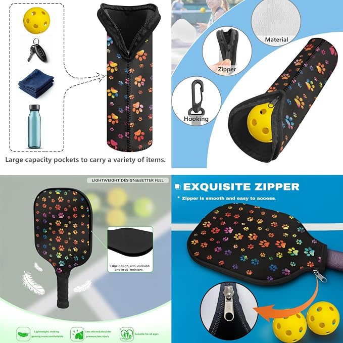 Pickleball Paddles Set 3PCS Pickleball Paddle Case Pickleball Racket Pickleball Bag Ideal for Beginners Gifts