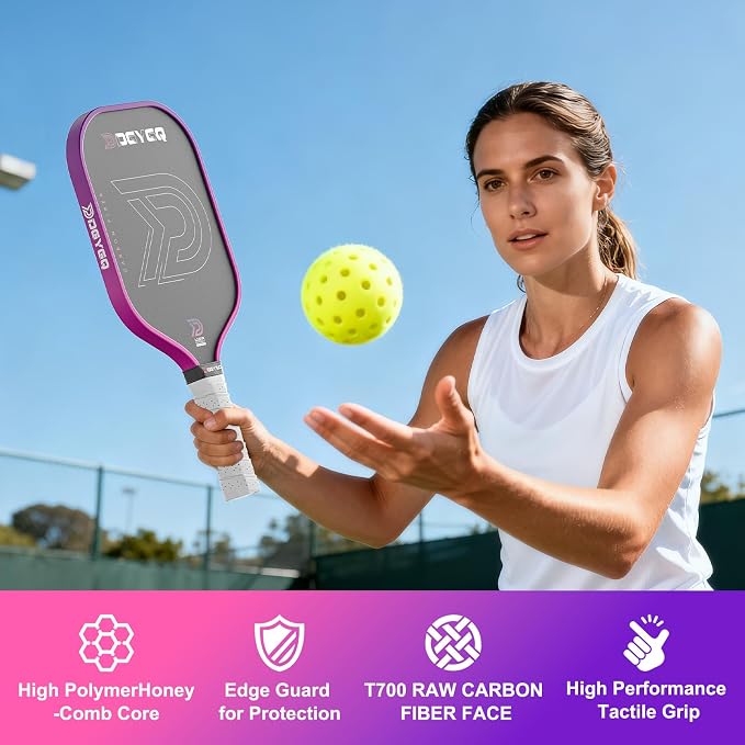 DGYGQ Pickleball Paddles with Polypropylene Honeycomb Core, T700SC Power Carbon Fiber Pickleball Paddle, Increased Power for Ultimate Spin & Consistency