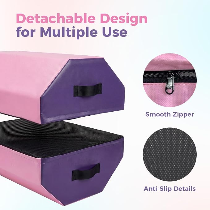 Detachable Octagon Gymnastics Mat, 17"X17"X23" Home Tumbling Mat, Skill Shape Tumbling Backbend Trainer Exercise Mat, with High-Density Foam & Waterproof Cover, for Cheerleading, Martial Art, Kids Tumbling, Skill Training, Home Gym Exercise