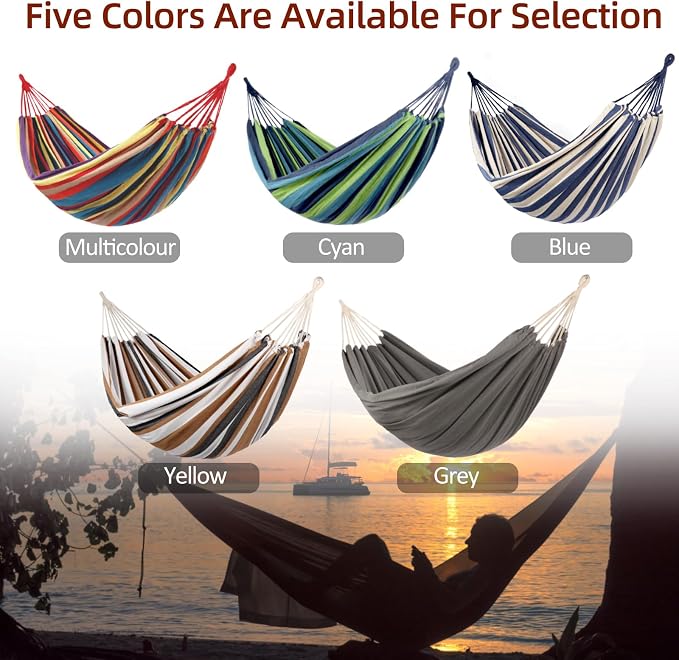 Camping Hammocks for Backyard Hanging Sturdy Garden Comfortable Fabric Hammock Indoor Tree Straps Up to 616lbs Weight Capacity with Travel Bag for Camping Portable Outdoor Patio (Grey)