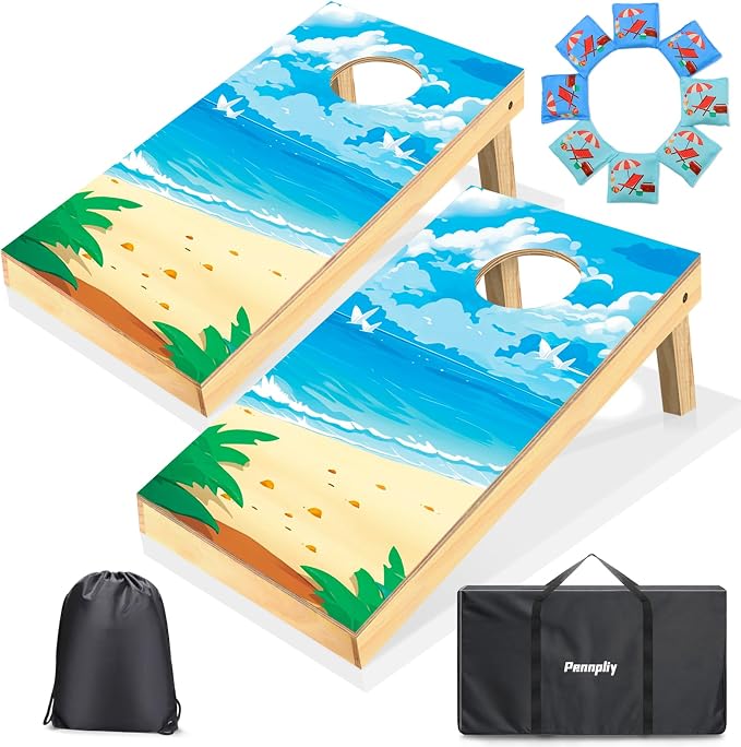 Cornhole Board Set, 2ft x 1ft Regulation Size Solid Wood Cornhole Set with 8 Bean Bags,2 Cornhole Boards, 1 Carry Bag, Corn Hole Games for Indoor Outdoor Toss Games Beach Competitions