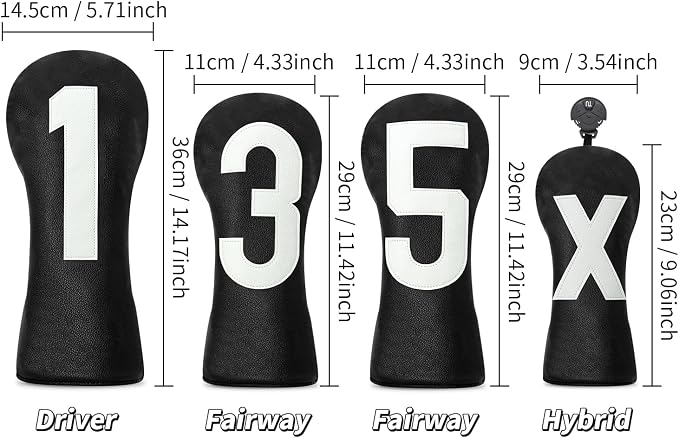 Premium Golf Head Covers - Golf Driver Head Covers, Protects Against Scratches and Damage, Specifically Designed for Fairway Woods.