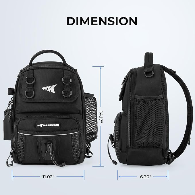 KastKing BaitSpace Fishing Sling Bag, Fishing Backpack with Rod & Beverage Holder, Tackle Bag for Fishing Gear