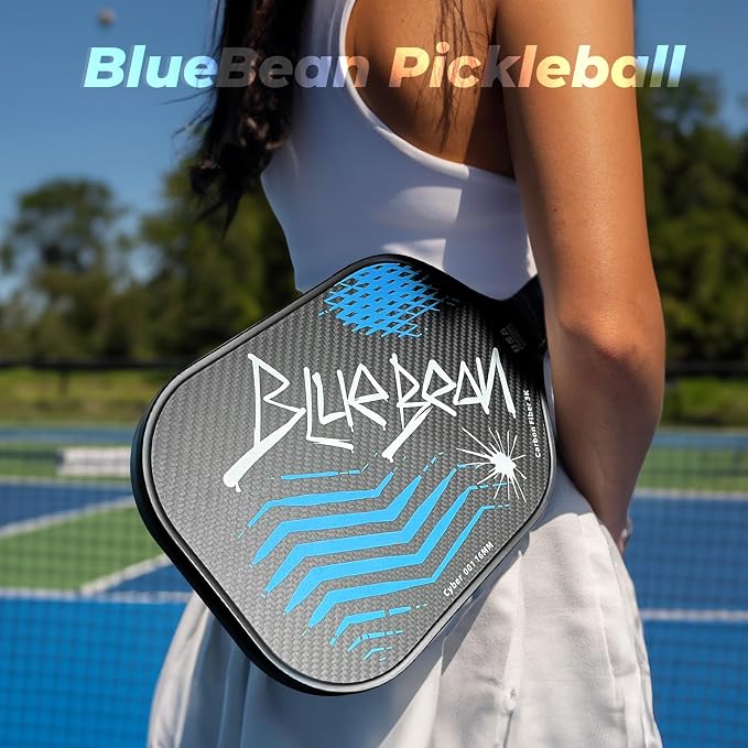 Pickleball Paddles,USAPA,Carbon Fiber Pickleball Paddle with 16MM Polymer Honeycomb Core Provides Lighter Weight&Higher Grit&Spin,Engineered for Professional Players,BlueBean
