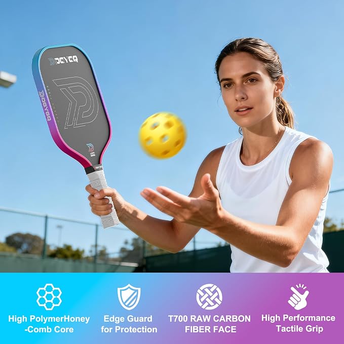 DGYGQ Pickleball Paddles with Polypropylene Honeycomb Core, T700SC Power Carbon Fiber Pickleball Paddle, Increased Power for Ultimate Spin & Consistency