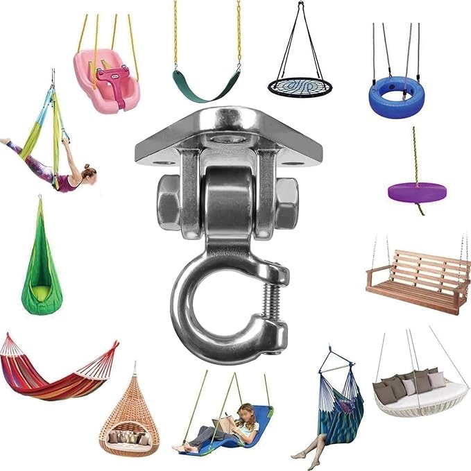 Swing Hangers Heavy Duty Smooth Operation with 180° Swing Bearings 1000 lb Capacity for Indoor Outdoor Swing Chairs Hammocks Playgrounds Yoga