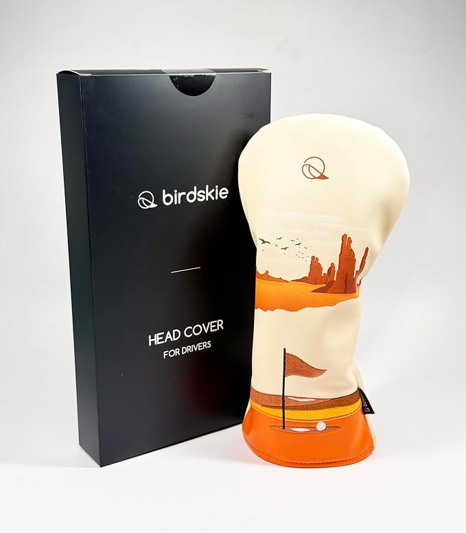 Golf Driver Headcover birdskie Premium Leather Head Cover. Digitally Printed and Embroidered Design. Head Cover for Your Driver by birdskie.