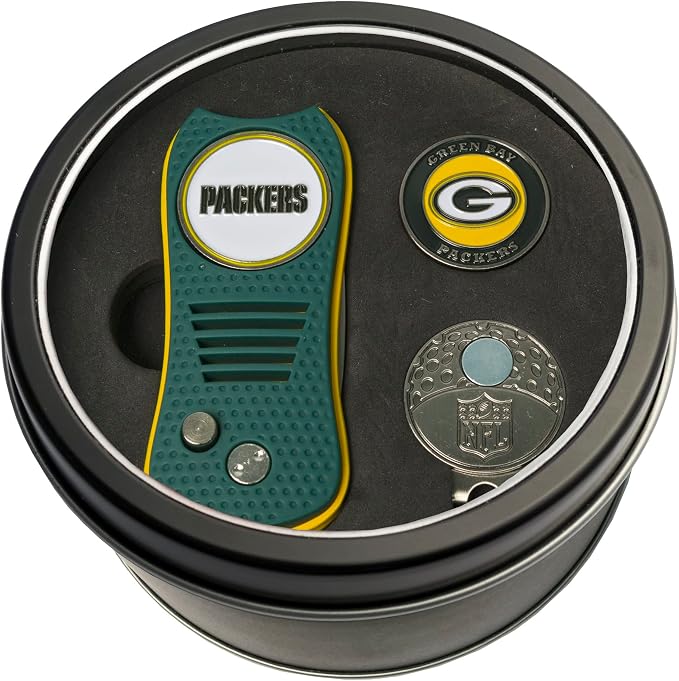 Team Golf NFL Adult-Unisex Tin Gift Set with Switchfix Divot Tool, Cap Clip, and Ball Marker