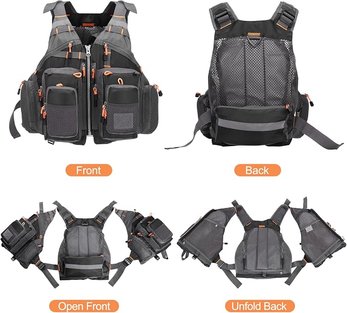 Lixada Fly Fishing Vest Fishing Jacket Breathable Polyester Mesh Design Fishing Vest