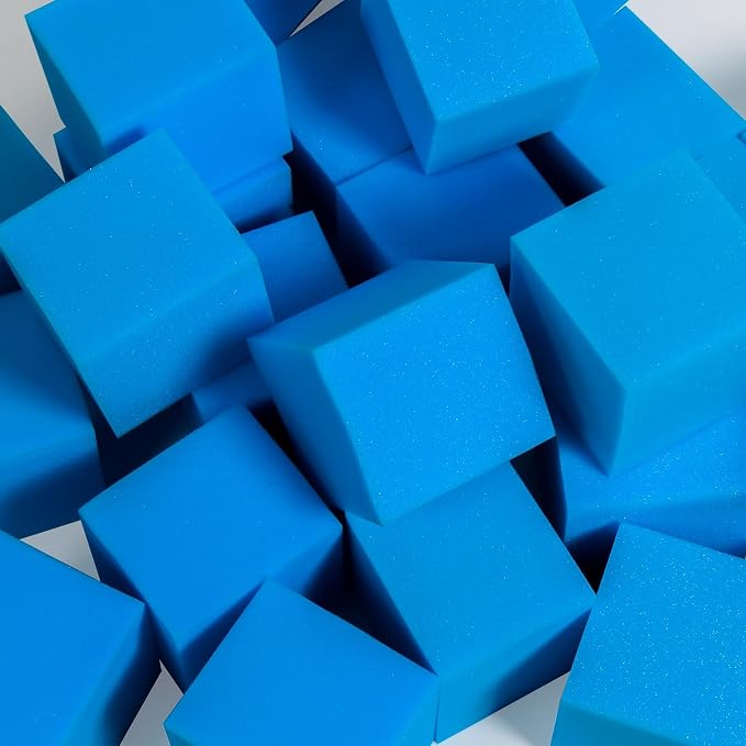 Foam Pit Cubes, 24 PCS 5 Inches Gymnastics Foam Blocks Trampoline Blocks, Multi-Sport Protective Padding for Freerunning, Trampoline, Parkour, Skate Parks & BMX - Dark Blue