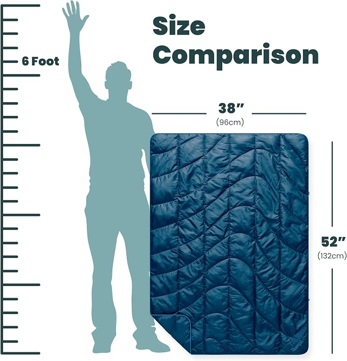 Rumpl Travel Puffy Blanket, Ultra-Packable Travel-Size Warmth and Comfort, Deepwater