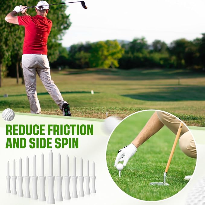 Mudder 300 Pack Step Down Golf Tees Wooden 2-3/4 Inch Bulk Bamboo Golf Castle Tees for Practice Accessories