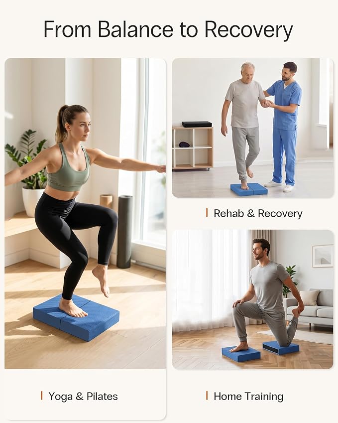 StrongTek 2-in-1 Non-Slip Balance Pad - High-Density Foam Cushion, Supportive Exercise Mat & Knee Pad for Core Training, Yoga, Pilates, Physical Therapy, Stability Training, Stretching, and Rehab