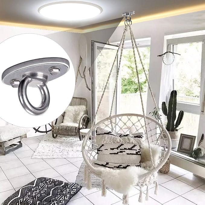 SELEWARE Ceiling Mount Cast Stainless Steel Swing Hanger Wall Anchor Hanging Yoga Swing Hammock Chair Suspension Straps Heavy Bag and More
