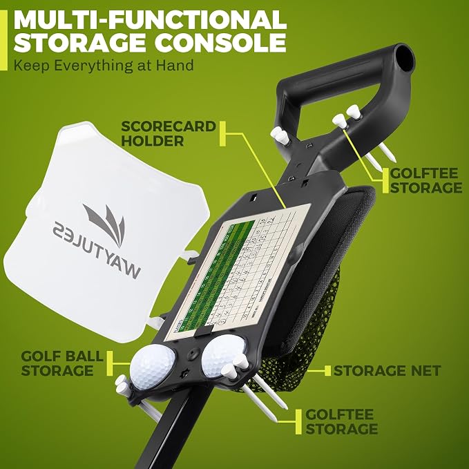 2-Wheel Golf Pull Cart – Lightweight Foldable Golf Push Cart with Durable Steel Frame, Adjustable Web Straps, Compact Design for Walking Golfers