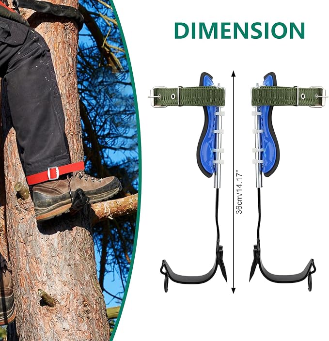 Tree Climbing Spike Set, 2 Gears Anti-Slip Climbing Tools with Footboards, Forestry Operation Gear for Tree Trimming, Hunting and Fruit Picking