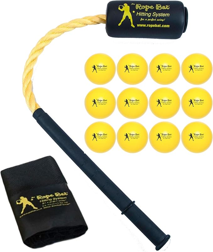 Original Patented Rope Bat Swing Trainer w/ 12 Balls - Baseball & Softball