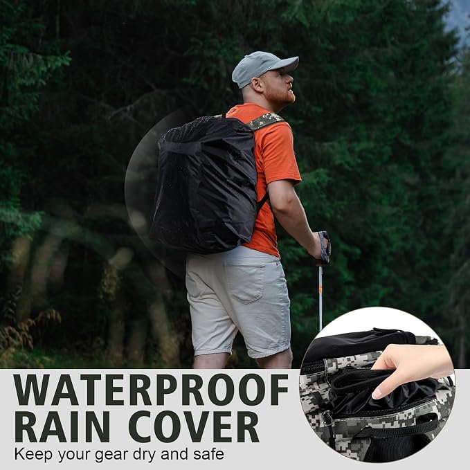 Goture Fishing Backpack,900D Water-Resistant Tackle Backpack with Rod Holders, SBS Zippers,45L Large Fishing Bag Storage Gear Tackle Bag with Rain Cover, Bottle Holder for Travel Camping Hiking