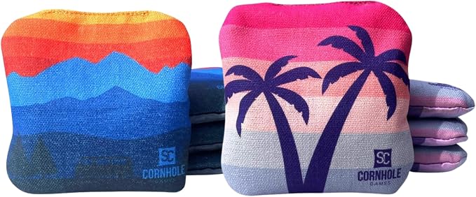 Professional Dual Sided Cornhole Bags- 16 oz 6x6 w/Premium Resin Fill - Official Tournament Slide/Stick Pro Bean Bags - Regulation/Approved