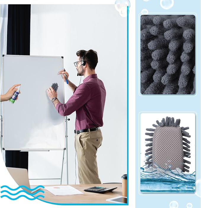 Fuyoooo 6 Pack Whiteboard Cleaner 3.4 Fl oz White Board Cleaning Spray Dry Erase Board Cleaner with Microfiber Shag Whiteboard Eraser Removes Stubborn Marks from Chalkboard(Colorful)