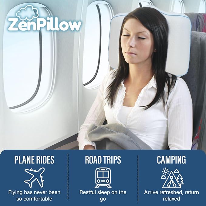 Unique Cervical Travel Pillow, Contour Shaped Memory Foam Neck Pillow - Ergonomic Pillow for Neck and Shoulder Pain - Versatile Camping Pillow