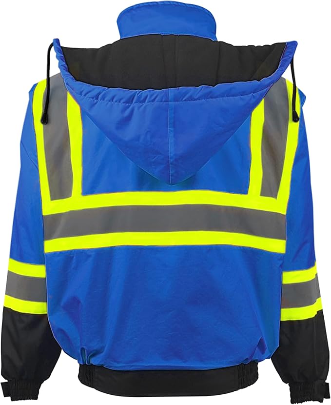 High Visibility Winter Safety Jackets for Men Waterproof-Warm Reflective Jackets Fleece Lining for Work Construction