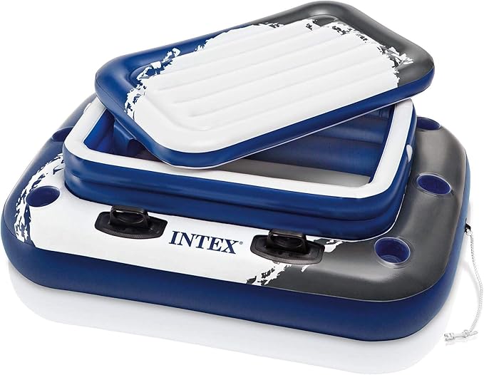 Intex River Run II Inflatable 2 Person Pool Tube Float (2 Pack) w/Cooler Floats