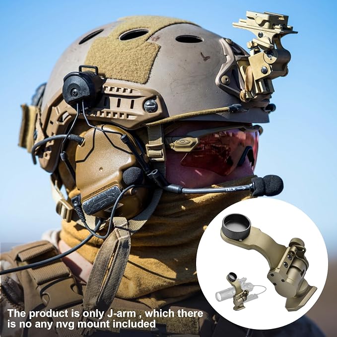 Dovetail Night Vision J Arm PVS 14 J-arm Headmount Mount NVG Helmet Mount Dovetail G24 Metal J arm NVG Mount for Goggles Binoculars All Models of PVS-14 Mount
