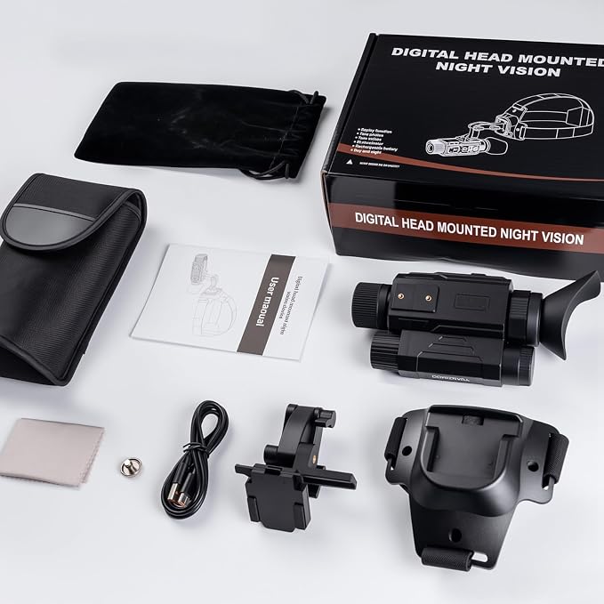 Head-Mounted Night Vision Monocular Digital Infrared Monocular for Camping Hunting