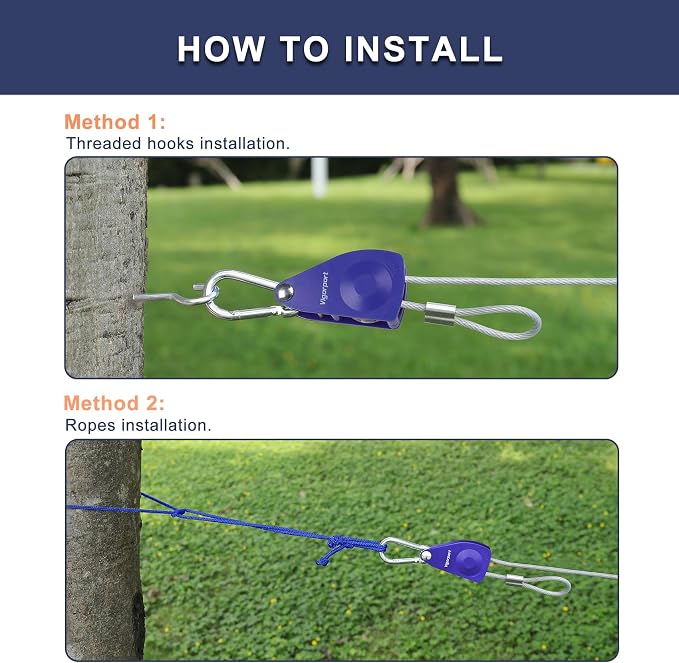 Vigorport Retractable Clothesline Outdoors 3/16" Wire Rope Nylon Coating | Heavy Duty Clothes Line with Blue Dual-Pulley & Clips, Travel Laundry Line, Drying Cable Rope for Outdoor Camping RV Backyard