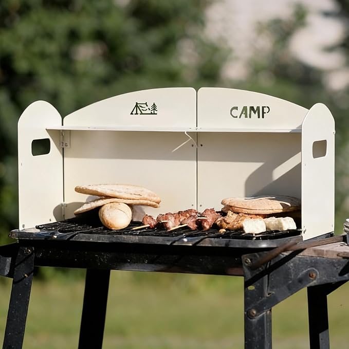 Camp Stove Windscreen, 4 Plates Camping Stove Windshield Folding Outdoor Picnic Cooker Wind Screen for Camping Burner, Backpacking, Butane, Alcohol Stoves Wind Shield - Heat-Resistant, Easy-Clean