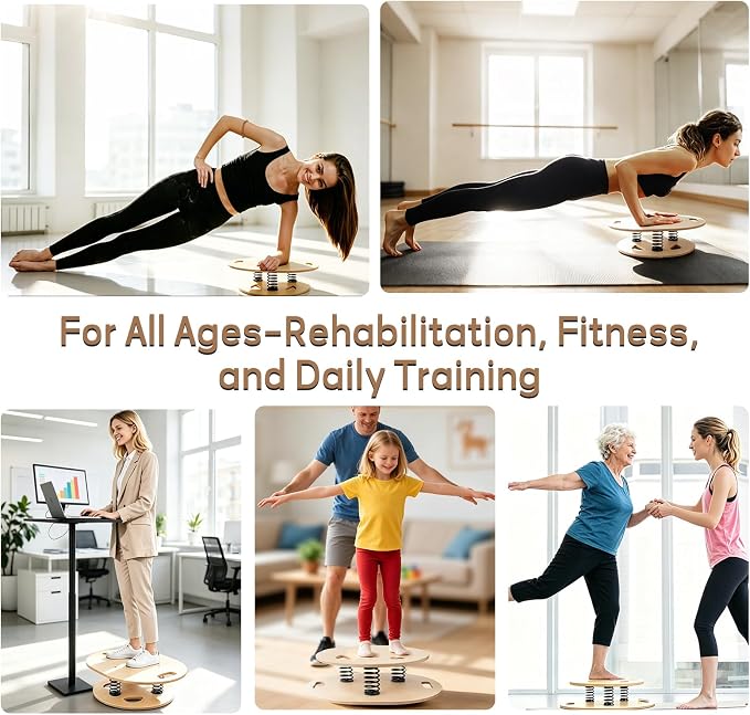 Balance Board & Wobble Board with Spring System, Proprioception Trainer for Physical Therapy, Rehabilitation, Posture & Coordination, Balance Board for Adults, Seniors & Kids