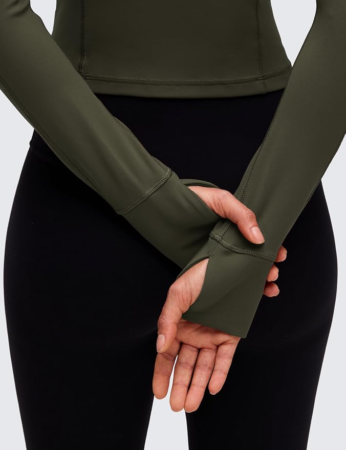 CRZ YOGA Butterluxe Half Zip Long Sleeve Shirts for Women - Workout Athletic Yoga Tops Crop Collared Quarter Zipper T-Shirt