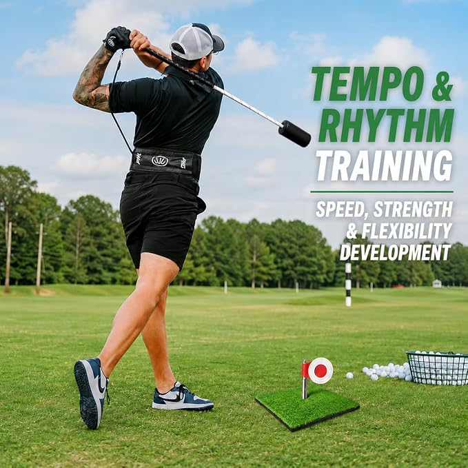 Golf Rope Swing Trainer with Rotating Target, Golf Swing Training Aid, Tempo & Rhythm Training, Speed, Strength Development, Warm-Up & Practice Equipment, Gifts for Golfer Men Dad Him Golfer