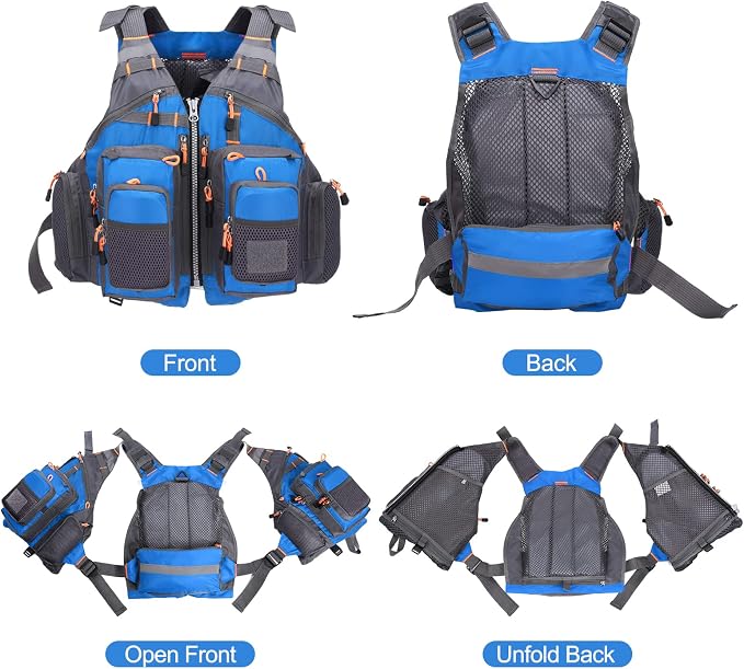 Lixada Fly Fishing Vest Fishing Jacket Breathable Polyester Mesh Design Fishing Vest