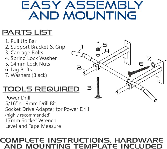 Wall Mount Pull Up Bar with Extra Clearance, Fits 16" Studs by Ultimate Body Press