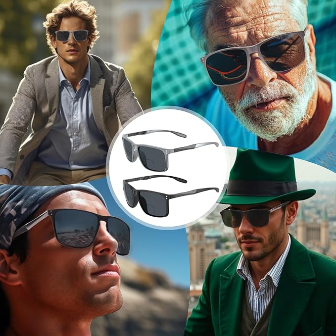 JO Bifocal Reading Glasses Sunglasses 2 Pack - UV400 Protection Fashion Bifocal Sun Reader for Men