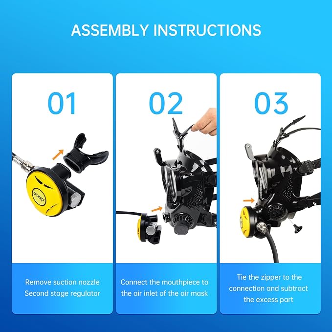 DIDEEP Full Face Diving Mask, Snorkeling Mask Adjustable Silicone for Adults, Scuba Mask with Camera Mount, 180° Panoramic View for Diving and Snorkeling