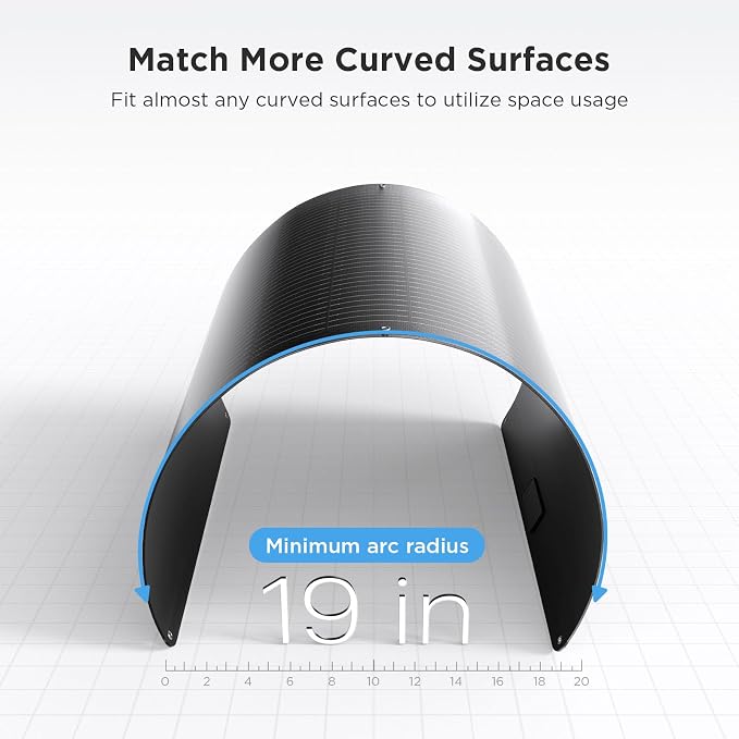 100W Ultra-Thin Flexible Solar Panel 12V, 11BB 23% High-Efficiency ETFE Monocrystalline Panel, 240°Bendable Design for Solar Generator, Power Station, RV, Marine, 5th Wheel, Trailer, Van, SUV