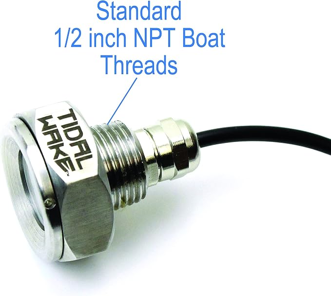 Tidal Wake IP68 LED Underwater Boat Drain Plug Light, Fits 1/2" NPT Threaded Drain, No Holes to Drill! Ultra-Bright Underwater Marine Lighting in Minutes! for Cruising, Fishing, Swimming (Green)