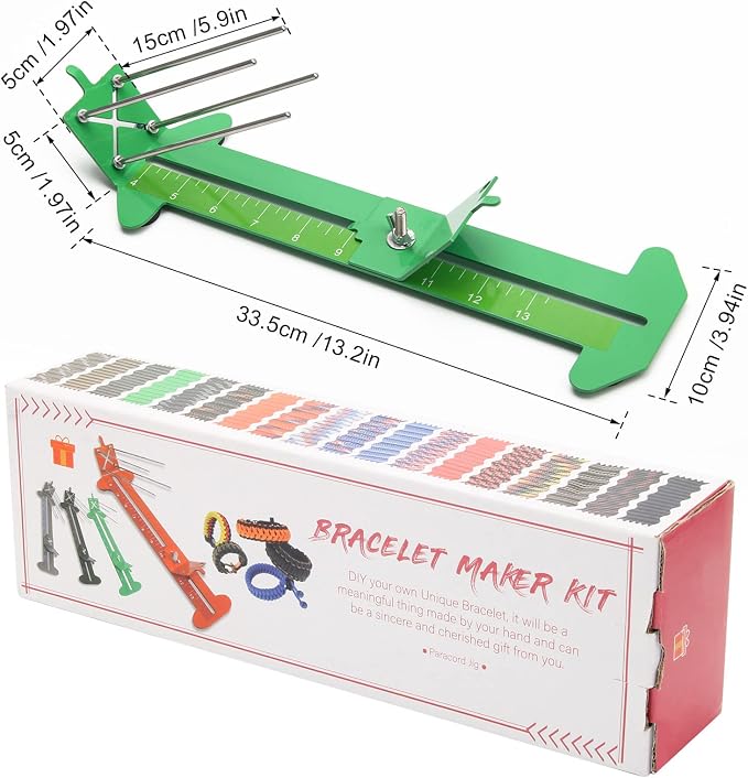 Catcan 2 in 1 Paracord Bracelet Jig, Paracord Bracelet Making Kit, Adjustable Length DIY Craft Monkey Fist Jig Tools 4" to 13" with Free Cord and Buckles