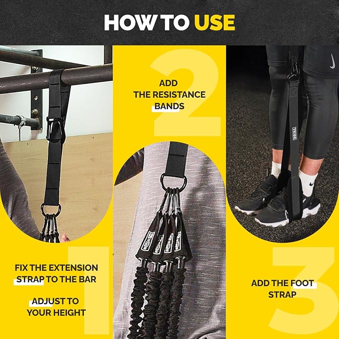 Pull Up Assistance Bands - 4 Heavy Duty Pull Up Bands with Adjustable Strap and Foot Rest - Stackable Pull Up Assist Band Set for Pull Up Bar - Resistance Bands for Pull Ups Chin Ups Strength Training
