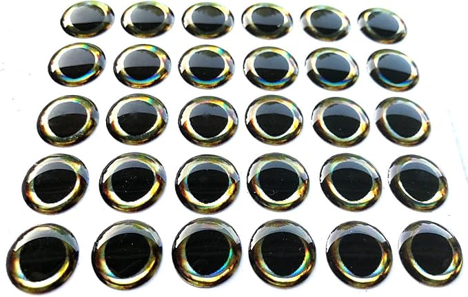 Brule 3-D Holographic Epoxy Fish Eyes (5mm-20mm) 60 Pack, Handpoured, Fishing Fly Tying Lures DIY Crafts