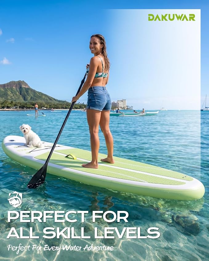 DAKUWAR Paddle Board 10'6''/10' Inflatable Stand Up Paddle Boards with SUP Accessories Ultra-Light Paddleboard Non-Slip Comfort Deck for Adults & Youth of All Skill Levels