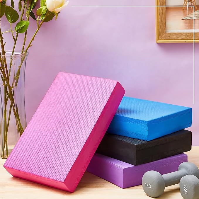 Hanaive 2/4/6 Pcs Balance Pad Foam Pad 11.81 x 7.87 x 1.97 Inch Yoga Mat Non Slip Cushion Exercise Knee Mat for Fitness Stability Stretching, Pilates, Physical Therapy, Core Trainer