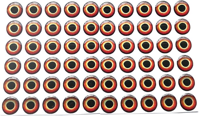 Brule 3-D Holographic Epoxy Fish Eyes (5mm-20mm) 60 Pack, Handpoured, Fishing Fly Tying Lures DIY Crafts